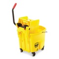 Mop Buckets | Rubbermaid Commercial FG758088YEL 35 qt. WaveBrake 2.0 Side-Press Plastic Bucket/Wringer Combos - Yellow image number 2