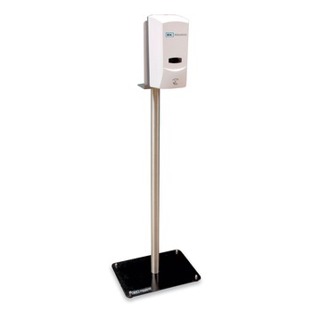  | BK Resources BK-SSPC-10D 12 in. x 16 in. x 51 in. 1000 mL Hand Sanitizer Stand With Hands Free Dispenser - Silver/White/Black