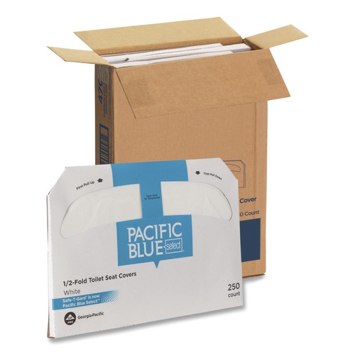 Paper & Dispensers | Georgia Pacific Professional 47052 14.5 in. x 17.44 in. Safe-T-Gard Half-Fold Toilet Seat Covers - White (1000/Carton) image number 0