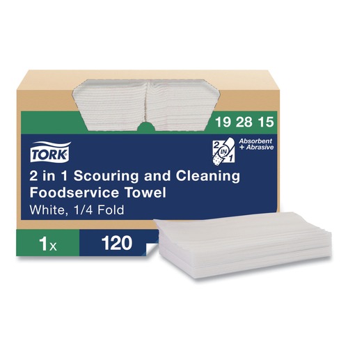 Cleaning & Janitorial Supplies | Tork 192815 13 in. x 21 in. 1-Ply 2 in 1 Wiper - White (120/Carton) image number 0