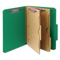 File Folders | Smead 14083 6 SafeSHIELD Fasteners 2 Dividers Letter Size 6-Section Pressboard Top Tab Pocket Classification Folders - Green (10/Box) image number 0