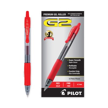Pilot 31022 G2 Premium Fine 0.7 millimeter Retractable Gel Pen - Red Ink/Smoke/Red Barrel (1-Dozen)