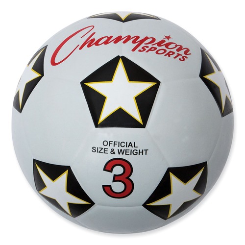 Breakroom Supplies | Champion Sports SRB3 No. 3 Size Soccer Rubber Sports Ball - White/Black image number 0