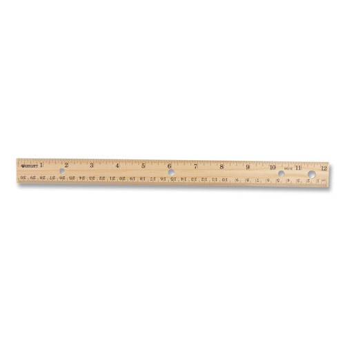 Office & Office Supplies | Westcott 10702 12 in. Long 3-Hole Punched Wood Ruler English and Metric With Metal Edge image number 0