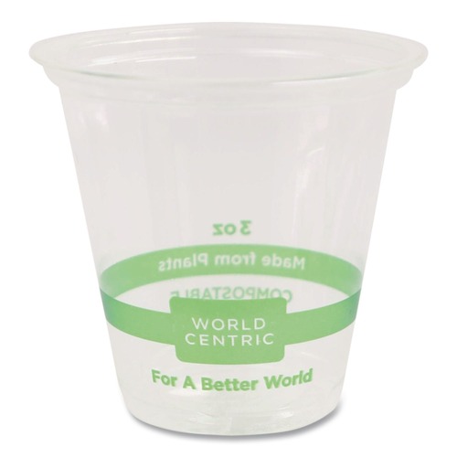 Cups and Lids | World Centric CP-CS-3 3 oz PLA Plastic Cold Cups - Clear (2500/Carton) image number 0